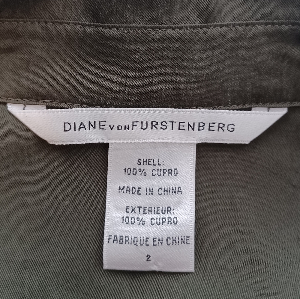 Diane Von Furstenburg Safari Satin Green Wrap Dress - Picture 11 of 16